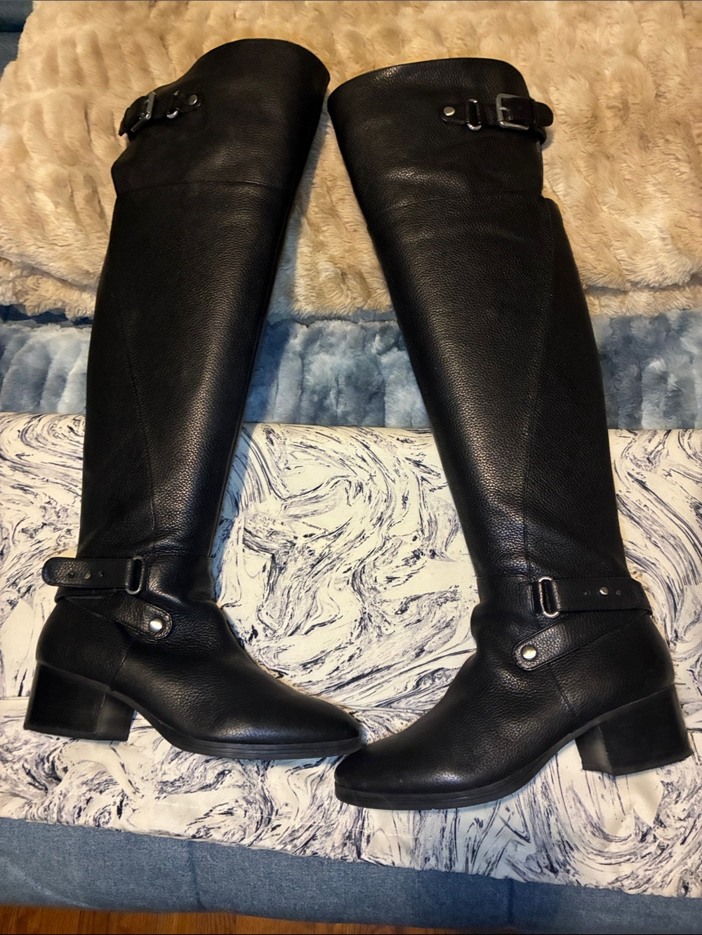 NWOT Nine West Black Over-the-Knee Buckle Riding Boots